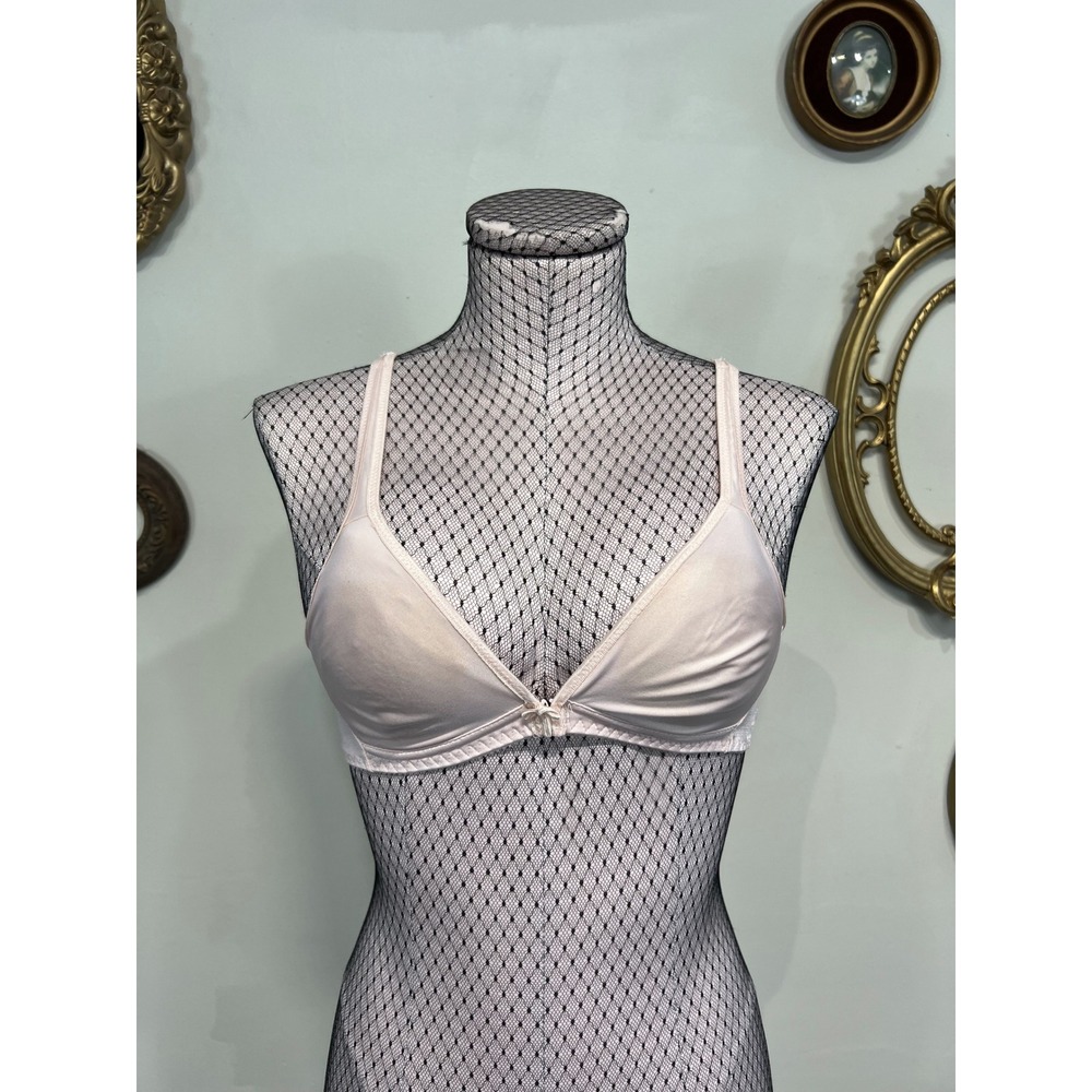 Vintage Olga Light Pink Soft Cup Front Closure Racerback Wire Free Bra 34A